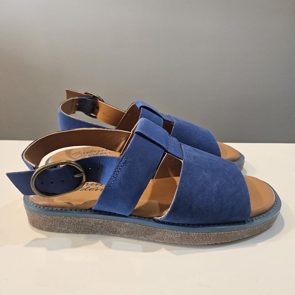 Gudrun Sjoden Nubuck Leather Sandals Size 36 EU/6 US Blue Adjustable Strap